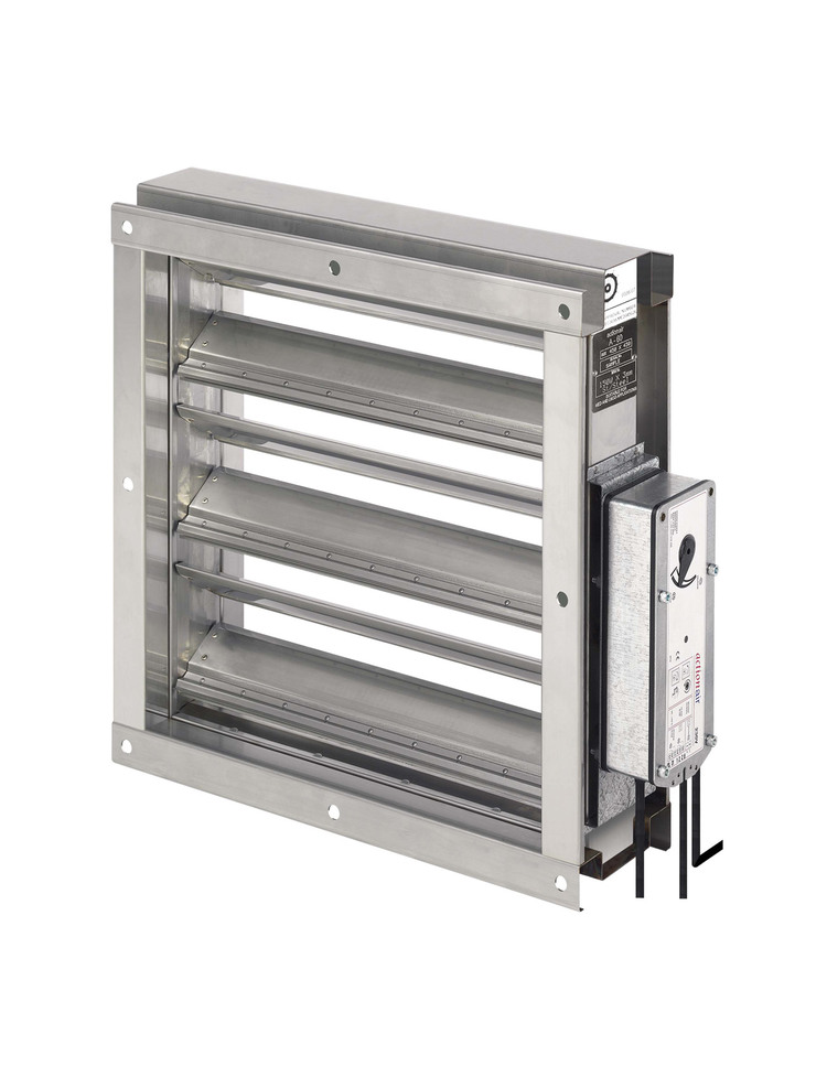 metal fire damper for marine applications with electrical actuator