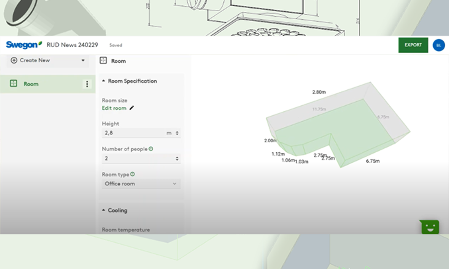 Custom rooms and max. air speed in occupied zone
